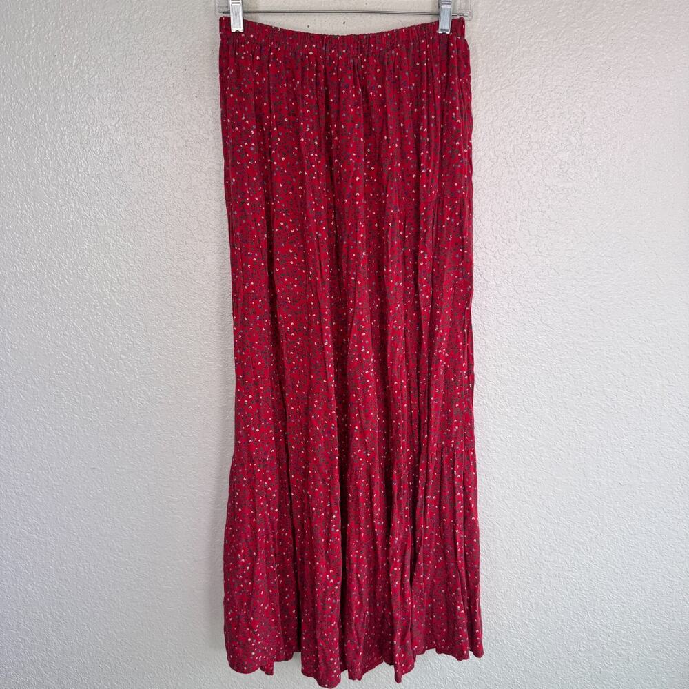 Vintage Lucia Lukken Broomskirt Skirt Women Large Floral Tiered Boho 90s Cottage